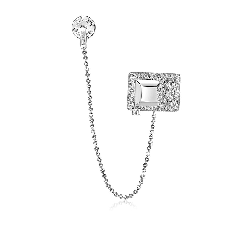 Rectangle Textured Chain Brooch