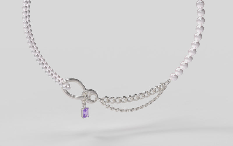 Infinity Pearl and Chain Stitch Necklace