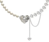 Pearl and Heart Chain Stitch Necklace