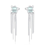 Gemstone Earrings with Chain Tassels