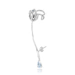 Rose Ear Crawler Earring with Diamond Drop