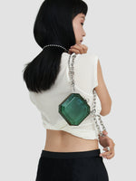 Clear Acrylic Box Bag with Crystal Chain