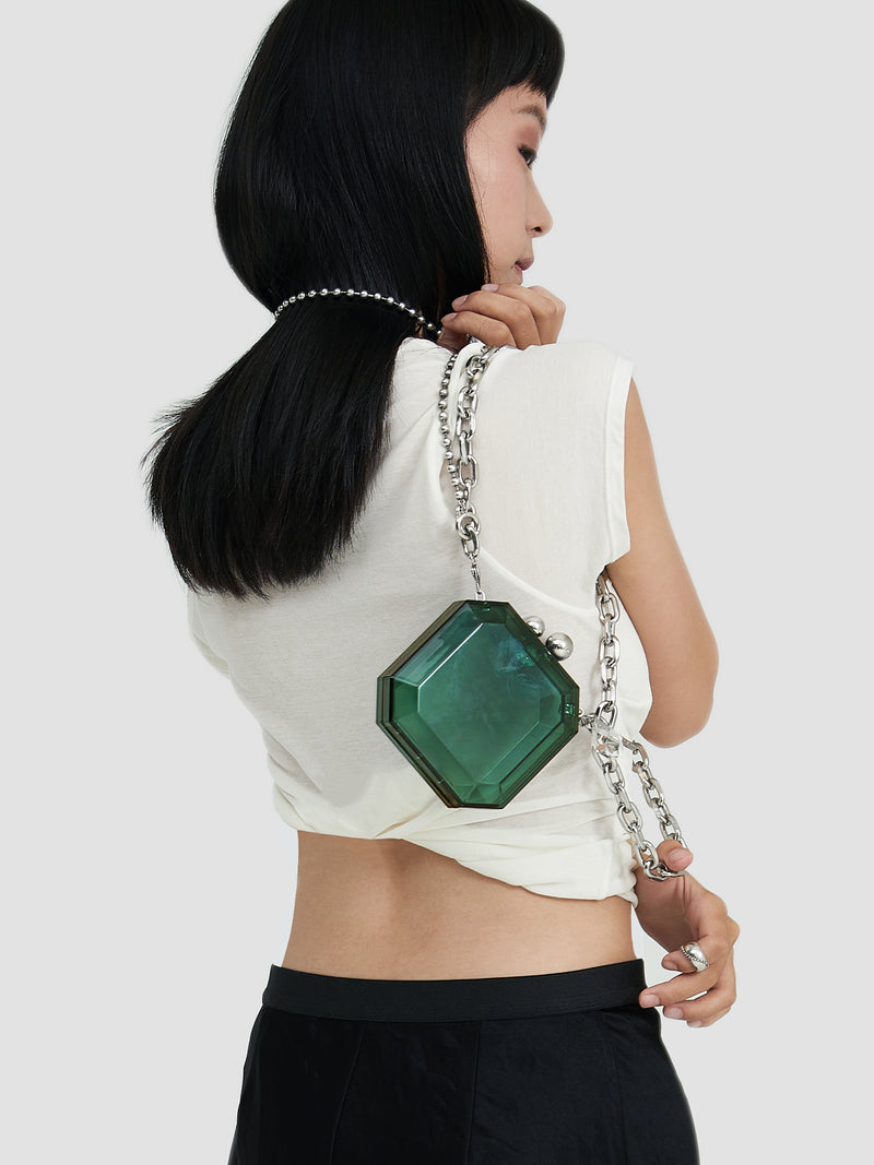 Clear Acrylic Box Bag with Crystal Chain – Gleamn
