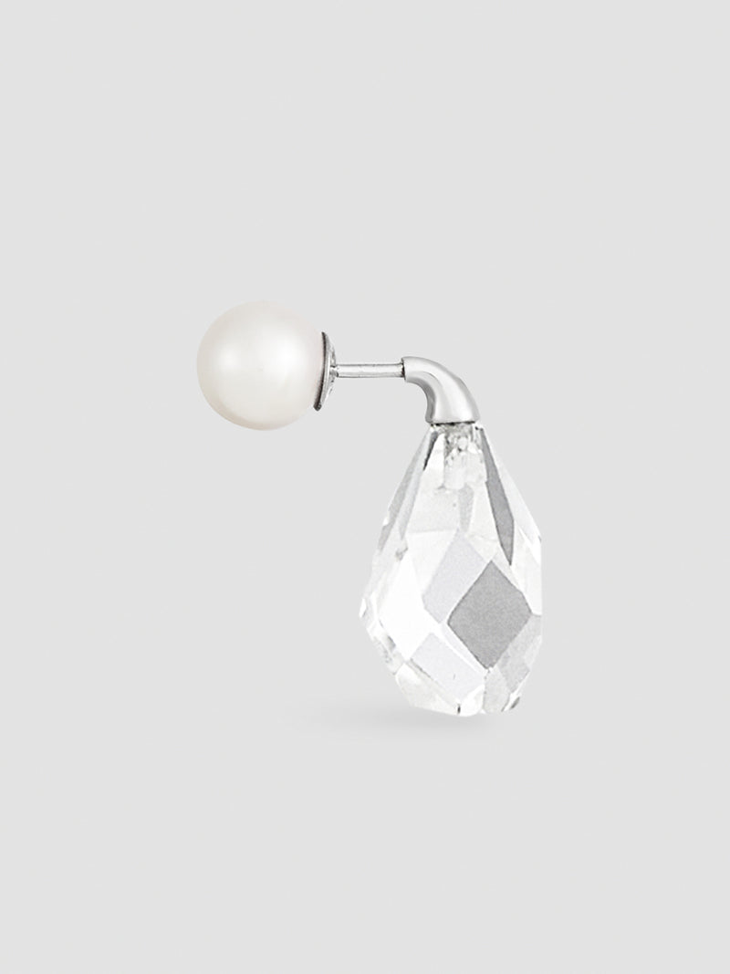 Single Crystal Drop Earring with Pearl Back