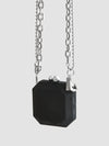 Suede Box Bag with Crystal Chain