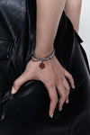 Layered Chain Bracelet with Garnet Charm