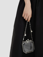 Clear Acrylic Box Bag with Pearl Chain