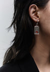 Garnet Tag Hoop Earrings