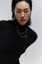 Garnet Pendant Layered Chain Necklace