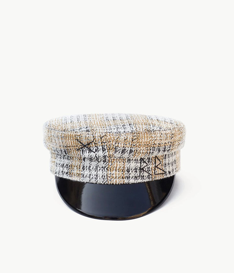 Checked Tweed Baker Boy Cap
