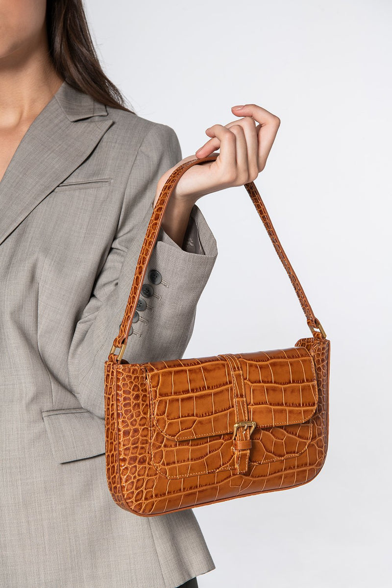 Miranda Croco Embossed Leather Bag