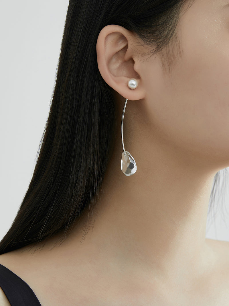 Pearl Stud and Crystal Drop Earring