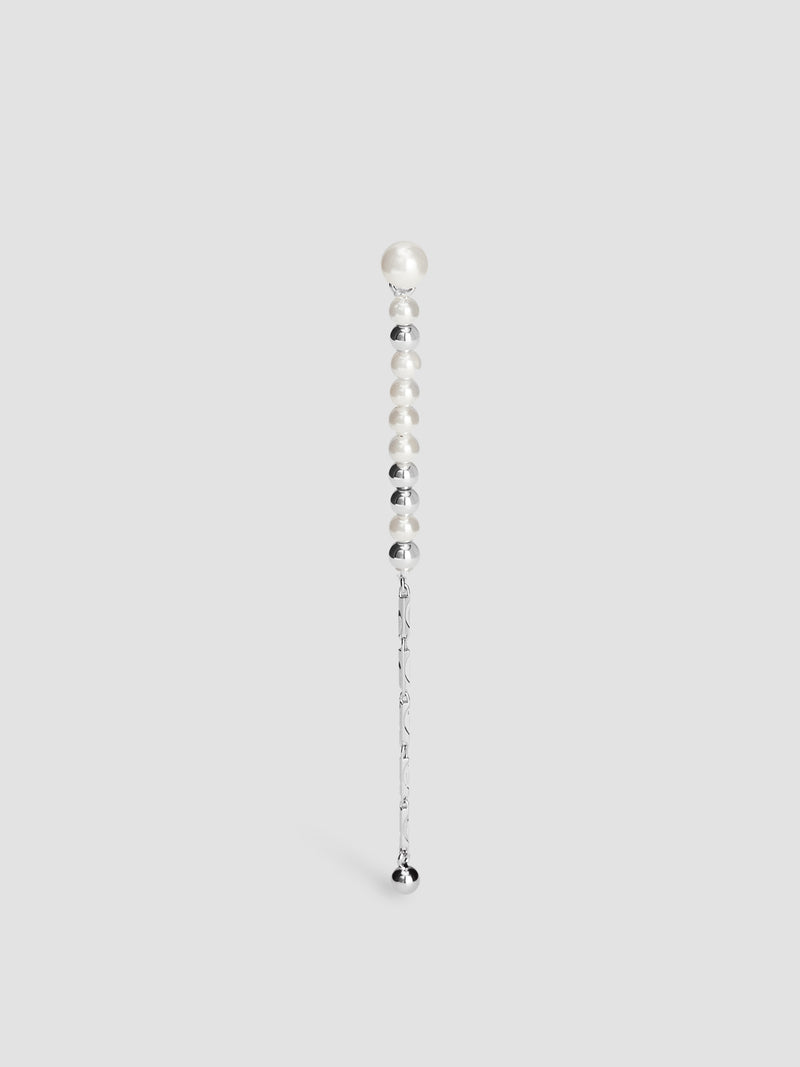 Pearl Earring with Beads and Chain Drop