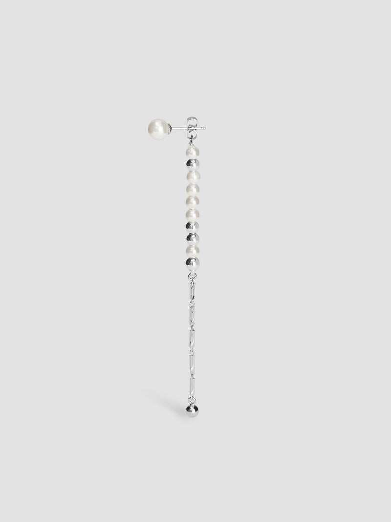 Pearl Earring with Beads and Chain Drop