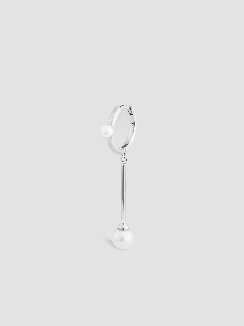 Hoop Bar Single Earring with Pearls