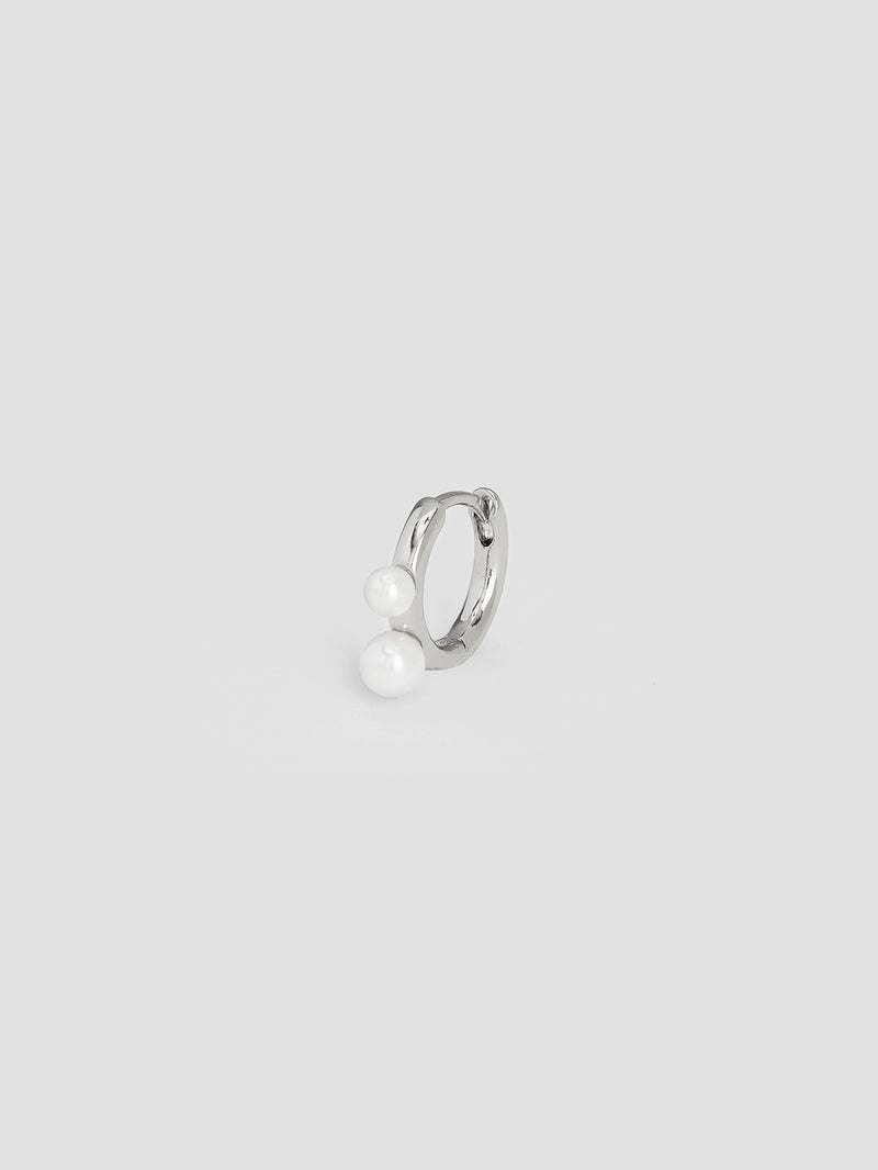 Singe Two-Pearl Huggie Earring