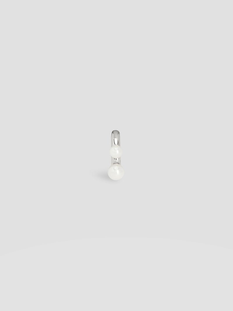 Singe Two-Pearl Huggie Earring