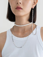 Pearl Choker Necklace with Layered Chains