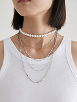 Pearl Choker Necklace with Layered Chains