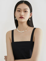 Asymmetric Pearl and Chain Necklace