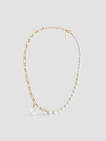 Asymmetric Pearl and Chain Necklace