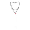 Garnet Pendant Layered Chain Necklace