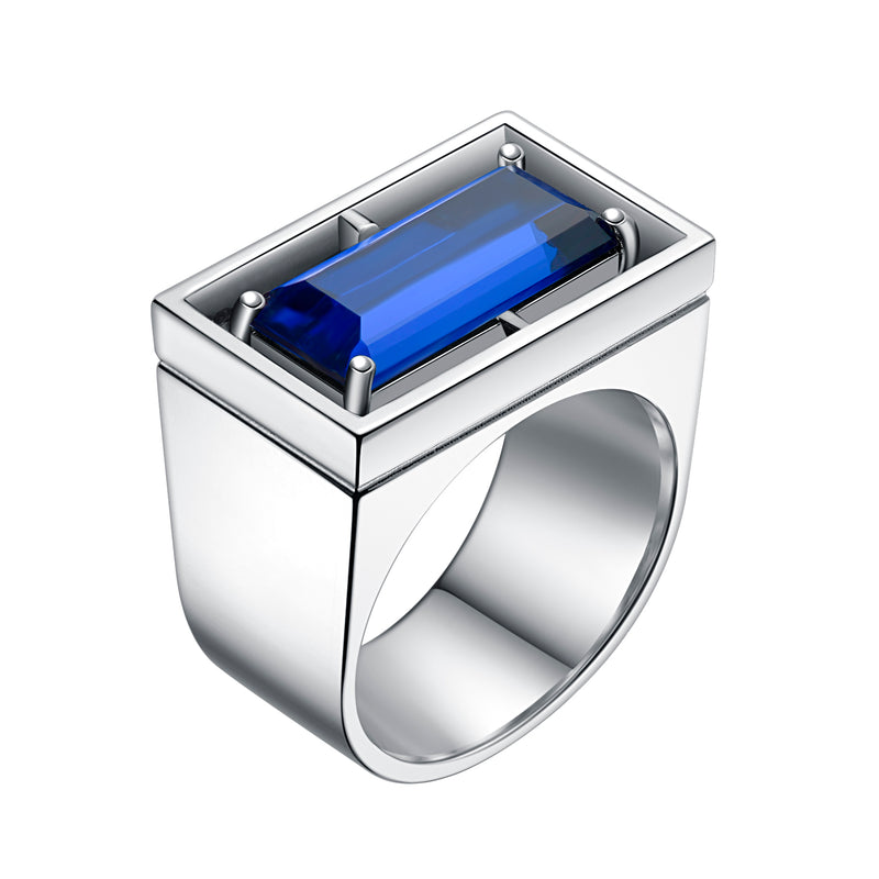 Blue Crystal Rectangle Ring