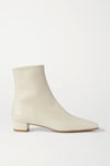 Este White Leather Ankle Boots